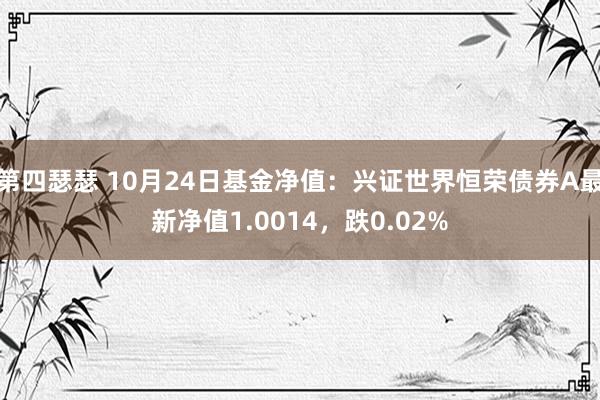 第四瑟瑟 10月24日基金净值：兴证世界恒荣债券A最新净值1.0014，跌0.02%