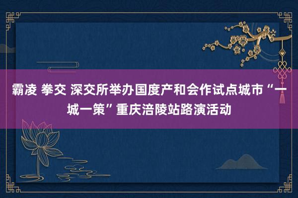 霸凌 拳交 深交所举办国度产和会作试点城市“一城一策”重庆涪陵站路演活动