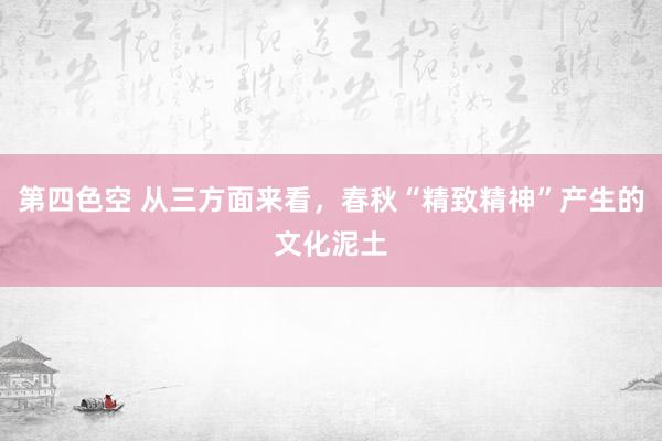 第四色空 从三方面来看，春秋“精致精神”产生的文化泥土