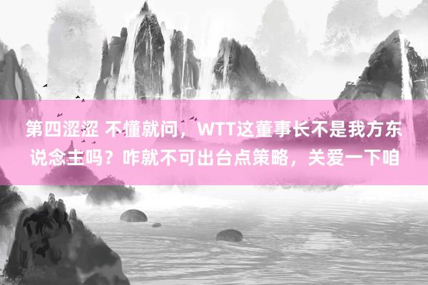 第四涩涩 不懂就问，WTT这董事长不是我方东说念主吗？咋就不可出台点策略，关爱一下咱