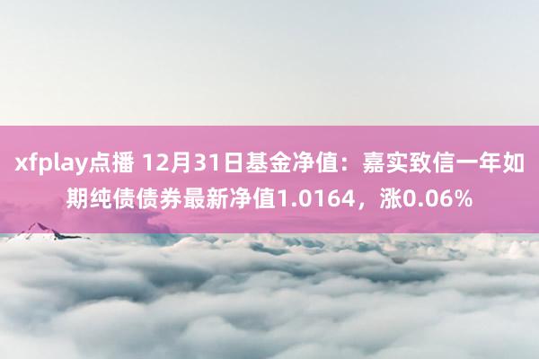 xfplay点播 12月31日基金净值：嘉实致信一年如期纯债债券最新净值1.0164，涨0.06%