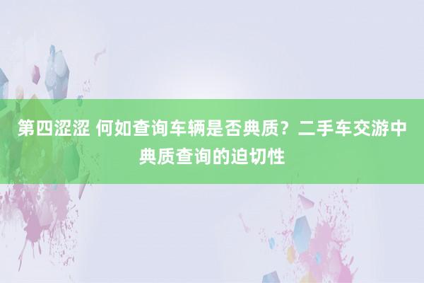 第四涩涩 何如查询车辆是否典质？二手车交游中典质查询的迫切性