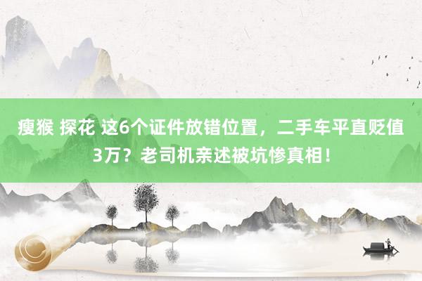 瘦猴 探花 这6个证件放错位置，二手车平直贬值3万？老司机亲述被坑惨真相！