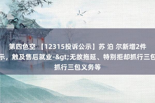 第四色空 【12315投诉公示】苏 泊 尔新增2件投诉公示，触及售后就业->无故拖延、特别拒却抓行三包义务等