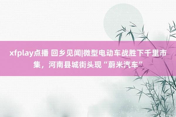 xfplay点播 回乡见闻|微型电动车战胜下千里市集，河南县城街头现“蔚米汽车”
