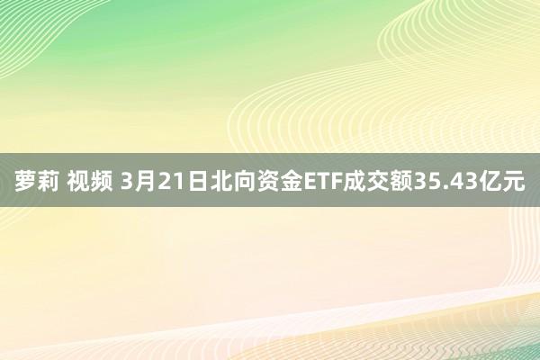 萝莉 视频 3月21日北向资金ETF成交额35.43亿元
