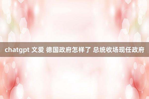 chatgpt 文爱 德国政府怎样了 总统收场现任政府