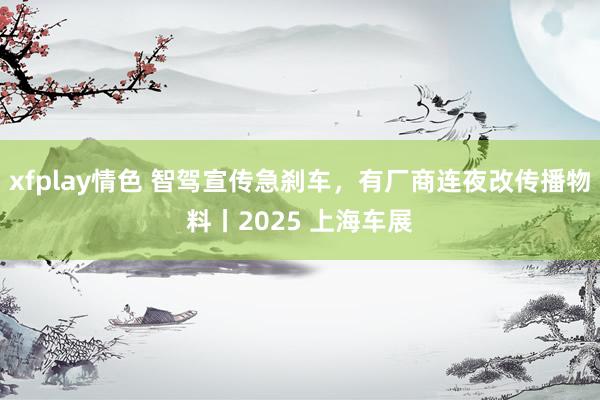 xfplay情色 智驾宣传急刹车，有厂商连夜改传播物料丨2025 上海车展