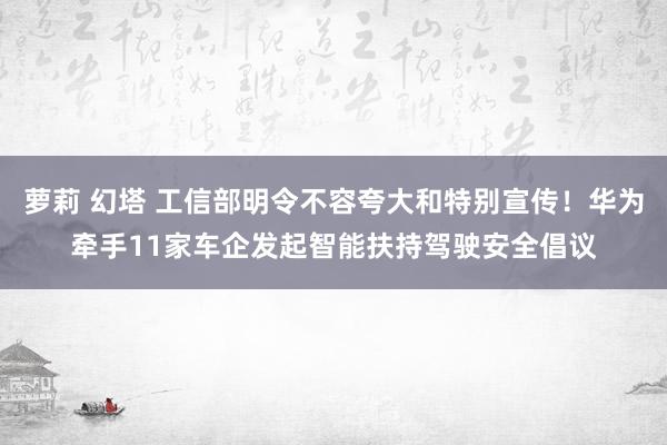 萝莉 幻塔 工信部明令不容夸大和特别宣传！华为牵手11家车企发起智能扶持驾驶安全倡议